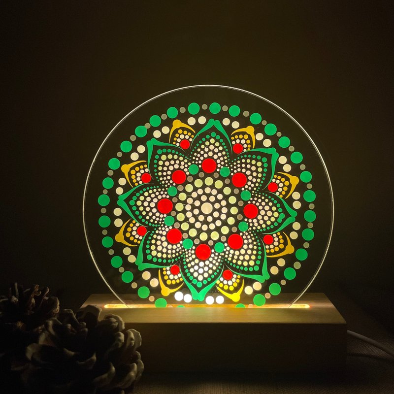 Mandala hand drawn mandala night light - โคมไฟ - อะคริลิค 