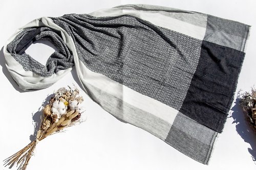 omhandmade 喀什米爾Cashmere 針織圍巾 純羊毛圍巾 手織圍巾 編織圍巾-幾何