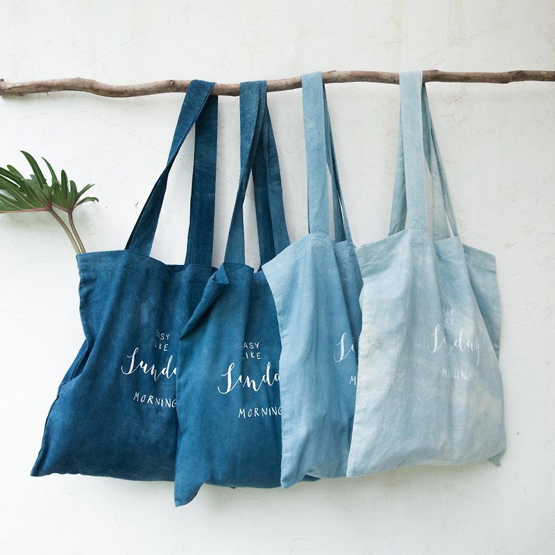 easy like Sunday morning | natural indigo Tote Bag - 側背包/斜孭袋 - 棉．麻 藍色