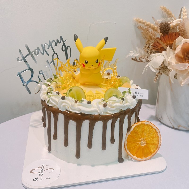 皮卡丘主題蛋糕 公仔自備 客製化 生日蛋糕 鑠甜點 紀念日 巧克力 - 蛋糕/甜點 - 新鮮食材 