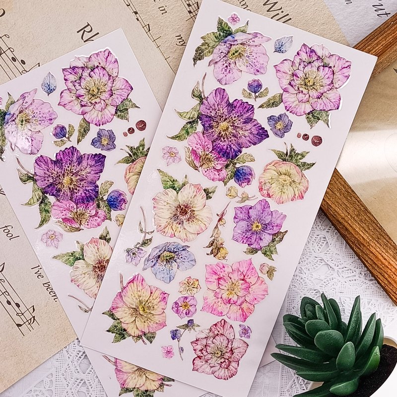 138 鐵筷子 A Helleborus A / 轉印貼纸Transfer Stickers - 貼紙 - 其他材質 多色