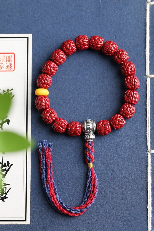 水墨 天然原礦硃砂精品紫金砂小金剛手鏈尺寸10mm左右含量高達95%以上