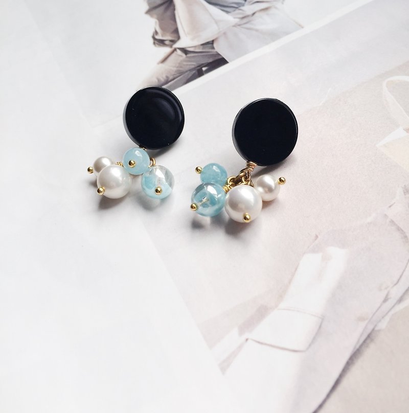 La Don - Earrings - Spit bubbles ear pins - ต่างหู - อะคริลิค สีน้ำเงิน