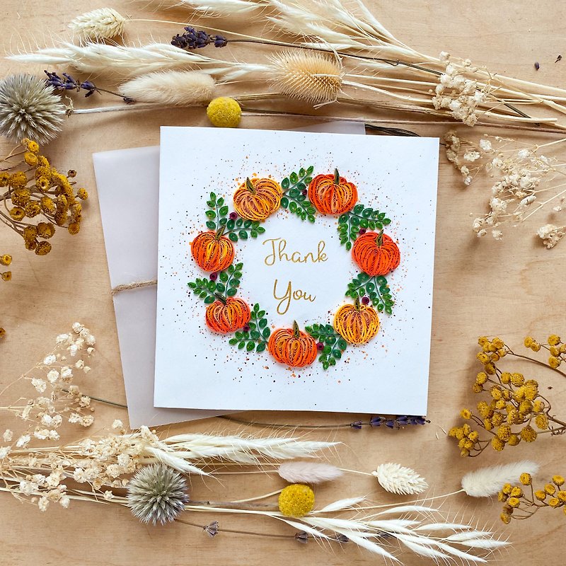 Greeting Card - Thank You - Little Pumpkins - 卡片/明信片 - 紙 多色