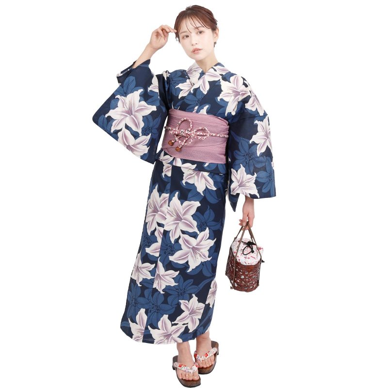 日本 和服 浴衣 女性 浴衣 腰封 2件組 S/F Size x23S/F-15 - 其他 - 棉．麻 藍色