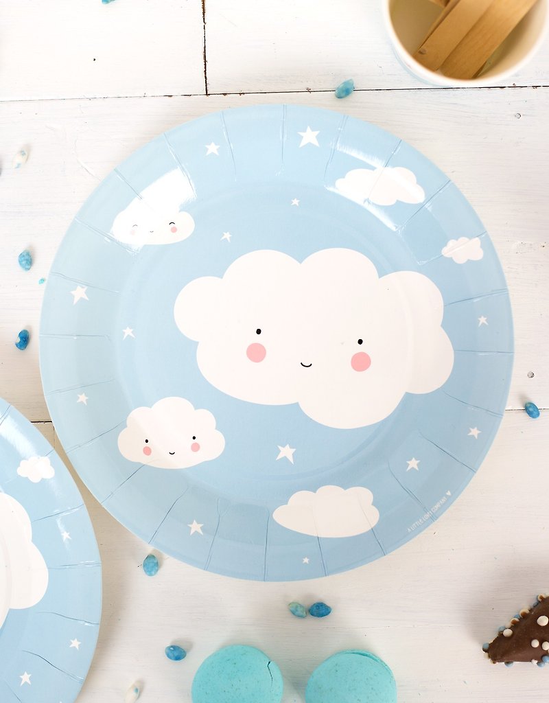 Paper plates: Cloud - จานเล็ก - กระดาษ สีน้ำเงิน