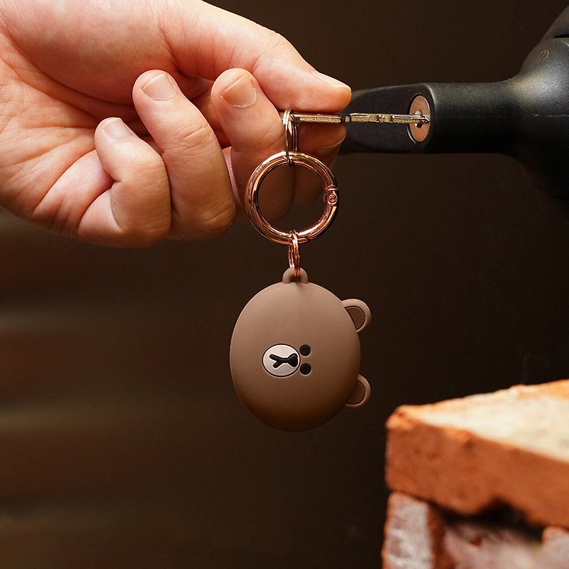 Silicone Gadgets Brown - AirTag LINE Friends Protective Case - Bear (with keychain)