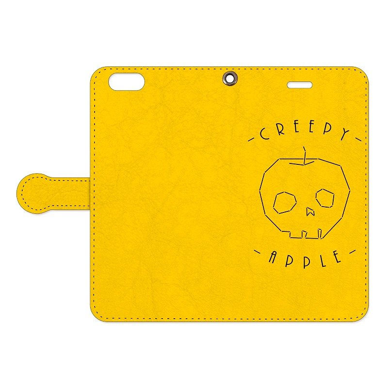 [Handbook type iPhone case] Creepy apple / Yellow - Phone Cases - Genuine Leather Yellow
