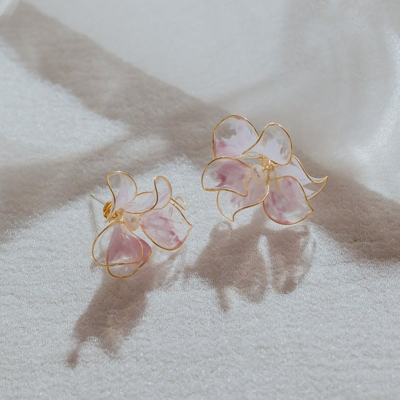 [Begonia-Lavender Purple] Earrings | Crystal Flower Jewelry - ต่างหู - เรซิน สีม่วง