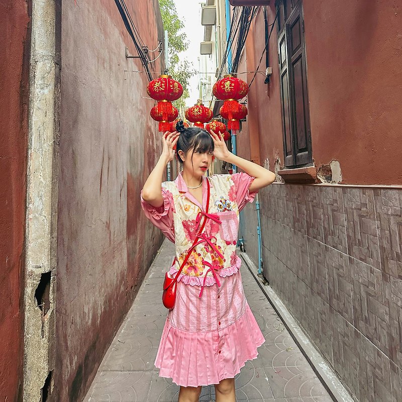 Yaowarat dress (03) - 洋裝/連身裙 - 其他材質 粉紅色