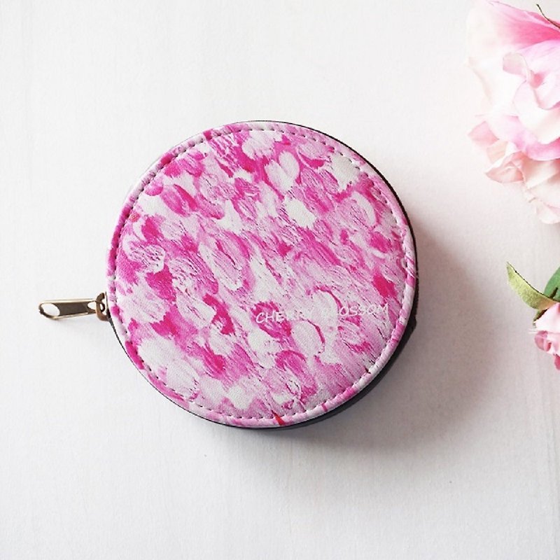 Spring, cherry color. Cherry blossom petal pouch & coin case - Coin Purses - Faux Leather Pink