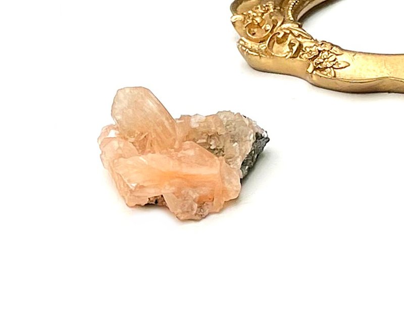 原礦晶簇天然珠光橘小沸石水晶 家居辦公室小擺件 療癒水晶小擺件 - 其他 - 水晶 橘色