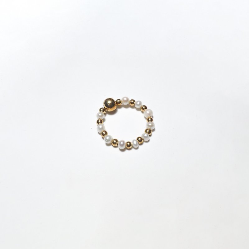 珍珠綢緞戒指 - Pearl Satin ring - 戒指 - 珍珠 金色