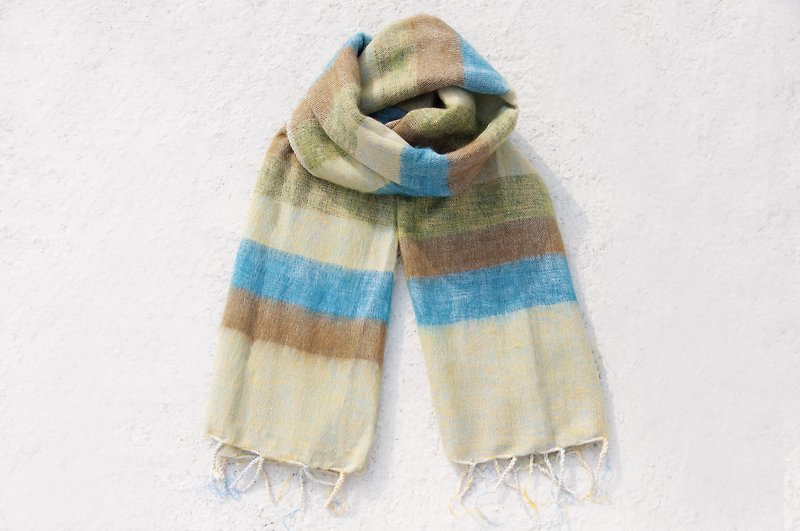 Pure wool shawl / knit scarf / knitted shawl / blanket / pure wool scarf / wool shawl - mint - ผ้าพันคอ - ขนแกะ หลากหลายสี