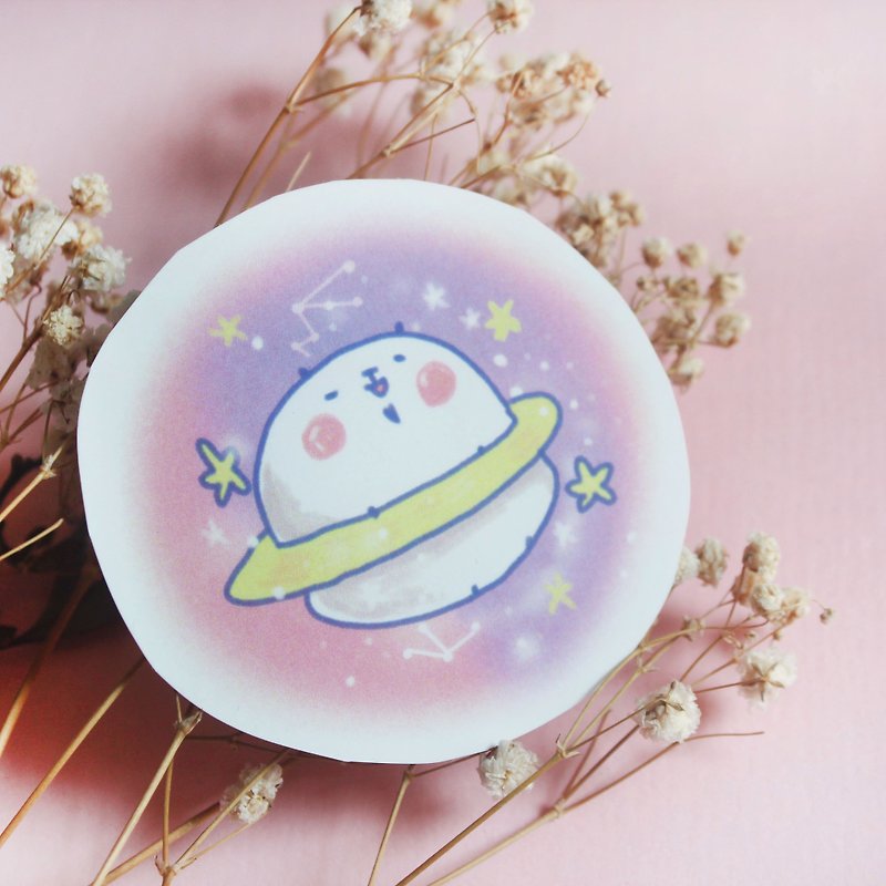 Xiong Ye waterproof sticker (white) Bears purple planet - สติกเกอร์ - วัสดุกันนำ้ สึชมพู
