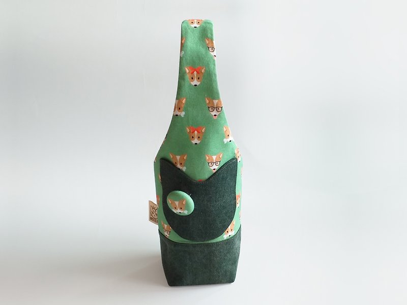 Cute Corgi Water Bottle Bag/Insulation Cup Bag/Umbrella Bag - Beverage Holders & Bags - Cotton & Hemp Green