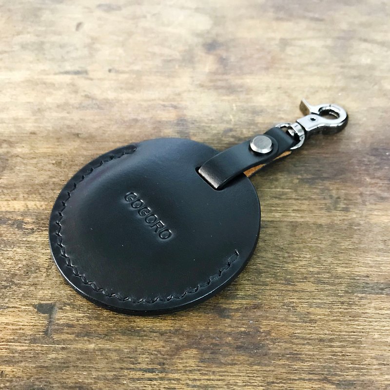 Italian vegetable tanned leather hand sewn gogoro key set - Keychains - Genuine Leather Black