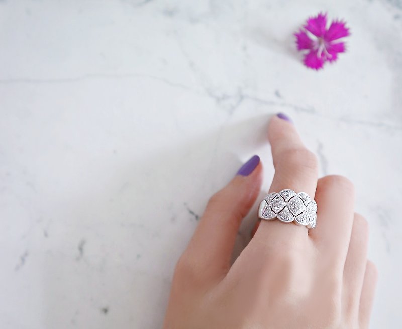 雲朵個性鑽石戒指 - 戒指 - 鑽石 銀色