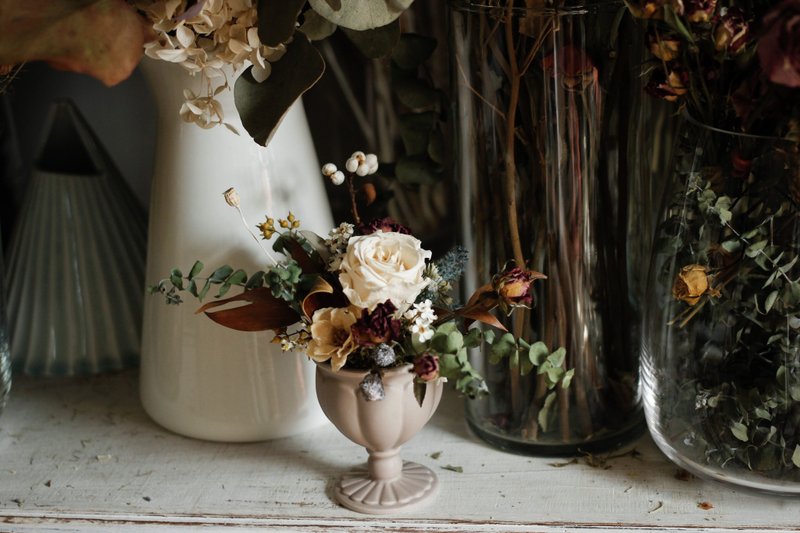 [One person in a class] Everlasting dry small table flowers with texture - จัดดอกไม้/ต้นไม้ - พืช/ดอกไม้ 