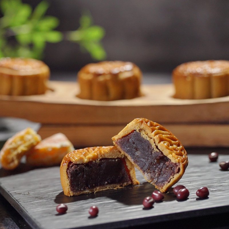 [Normal temperature delivery] Orange bean paste mooncake gift box (lactovovo) - Savory & Sweet Pies - Fresh Ingredients Gold