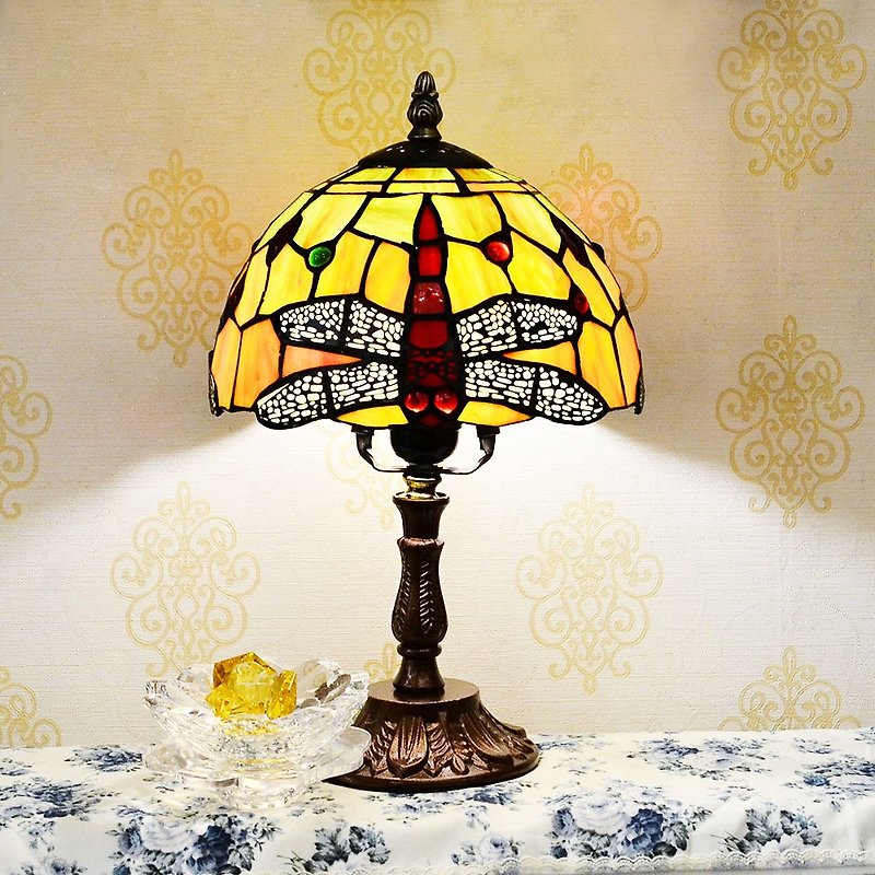 8 inch dragonfly alloy table lamp | Tiffany Tiffany hand-painted glass table lamp - Lighting - Glass Multicolor