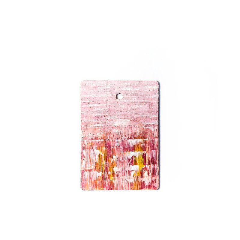 手繪抽象藝術環保木牌吊飾 Abstract Wood Art_Glitch - 吊飾/掛飾 - 環保材質 橘色