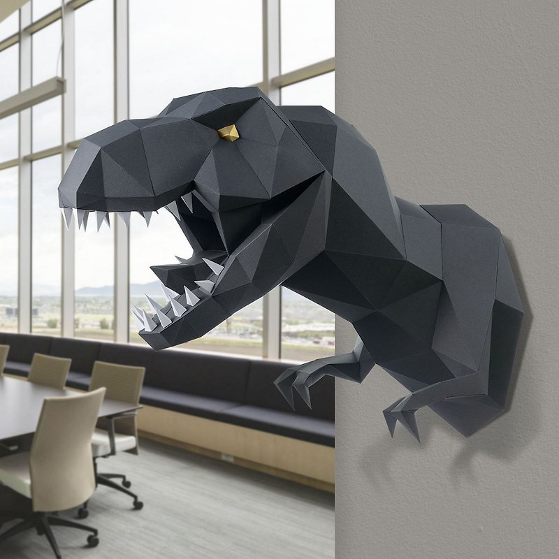 DINOSAUR T-REX graphite | papercraft kit | Wall Hanging | 3d puzzle Tyrannosaur - Puzzles - Paper Gray