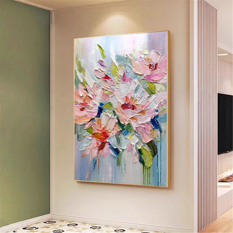 繁花 手繪油畫/抽象/原創商品/裝飾畫/掛畫/客廳/走廊/玄關掛畫 - 海報/掛畫/掛布 - 亞麻 多色