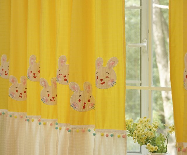 Bunny Curtain 80s Retro Showa Custom Embroidery Splicing