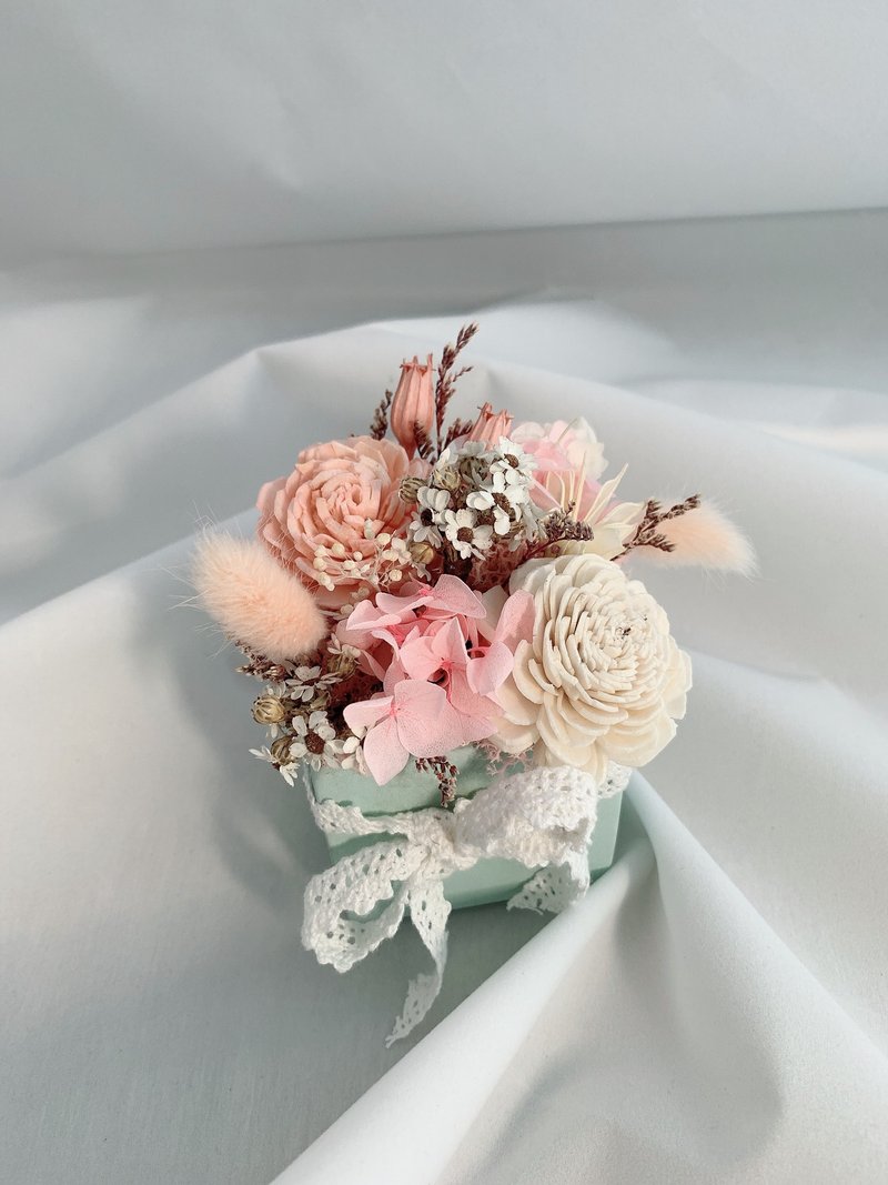 日系粉色系手作小盆花乾燥花永生花不凋花送禮生日繡球擴香花 - 乾燥花/永生花 - 植物．花 粉紅色