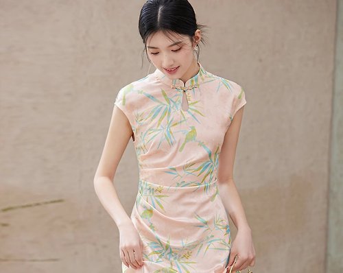 初蟬 鳥鳴澗 新中式復古中國風 修身旗袍洋裝