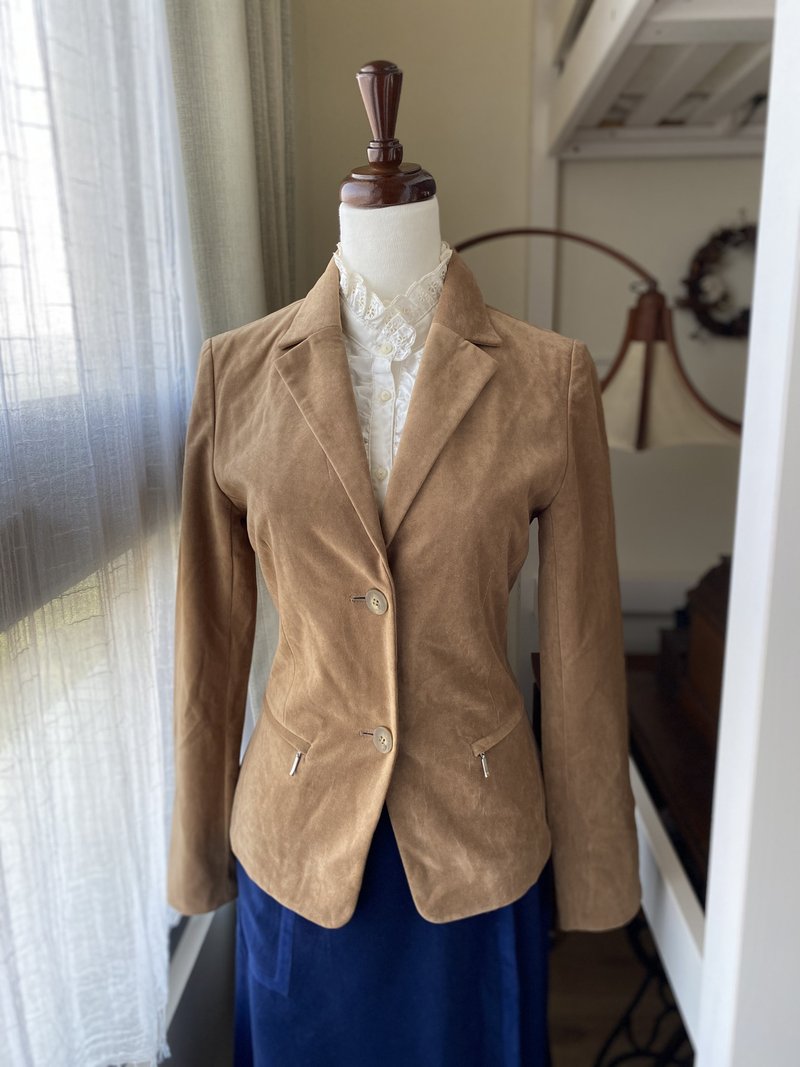 極度修身駝色古著西服外套 - 女西裝外套 - 其他材質 卡其色