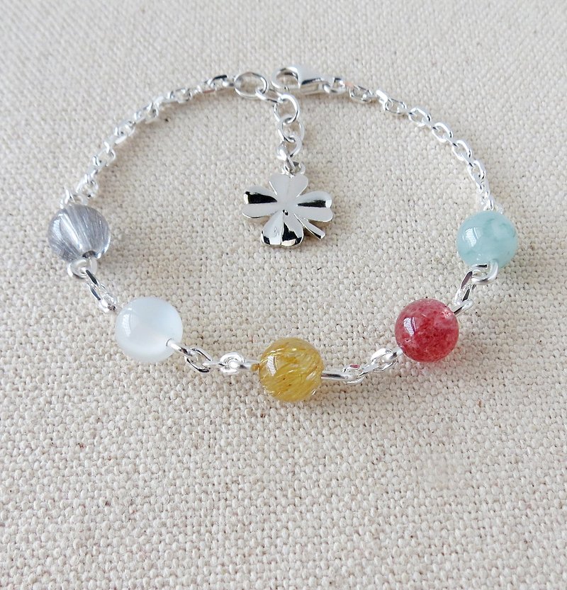 Sterling silver*fashion [lucky grass] lucky lucky five elements bead bracelet*increase the overall fortune [this year] - Bracelets - Gemstone Multicolor