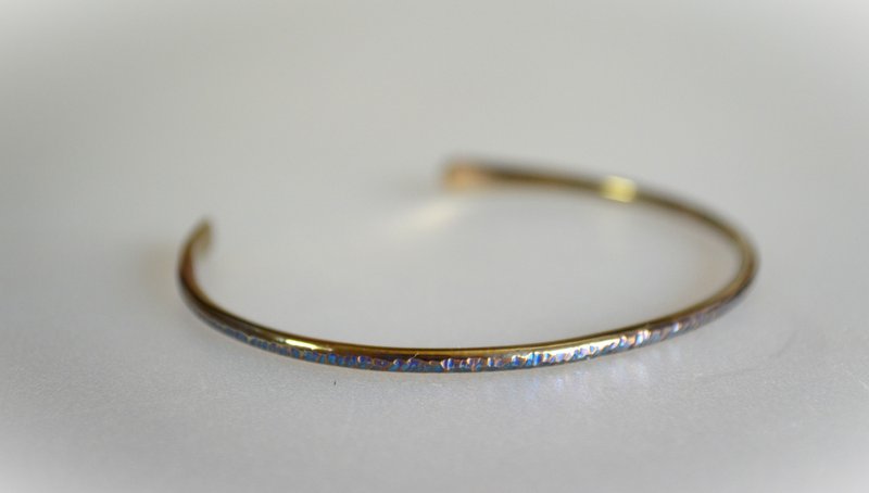 Titanium bangle = Gold & B = Oval - สร้อยข้อมือ - โลหะ สีทอง