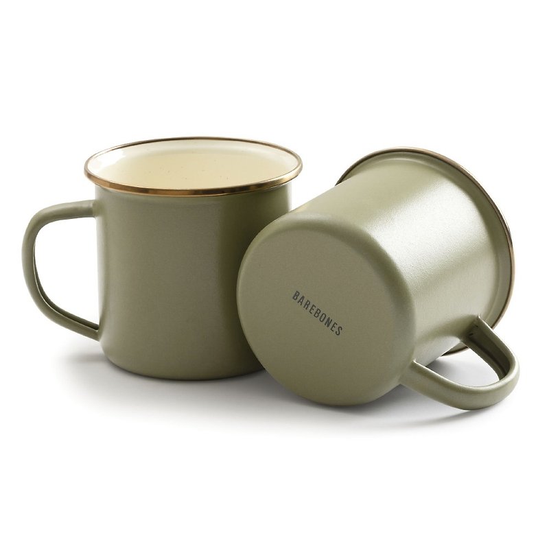 [Two in a set] Barebones CKW-1027 two-color enamel cup set/yellow-brown green - Camping Gear & Picnic Sets - Other Metals Green