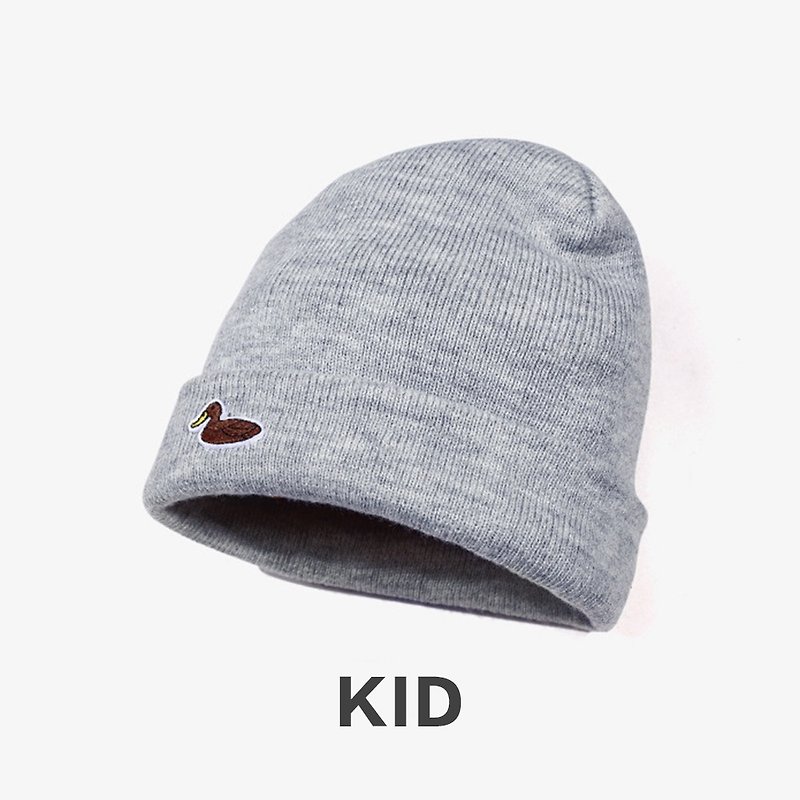 KIDS Duck Embroidered Cap Warming Cap:: Gray:: - Hats & Caps - Cotton & Hemp Gray