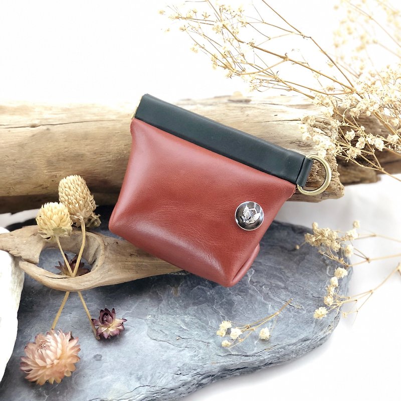 Shrapnel three-dimensional multi-functional small bag --- coin purse / small bag / storage / key / headphone - Coin Purses - Genuine Leather Red