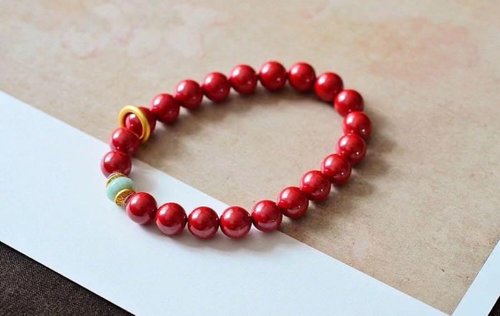Angel's tears 天使之淚 Jewelry Design 8mm天然原礦硃砂. 帝王砂 天然翡翠純銀鎏金配飾設計單圈手串s