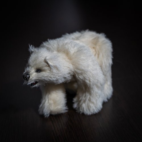 Tasha's craft Polar Teddy Bear - Stuffed Animal - Realistic Mohair Teddy Bear