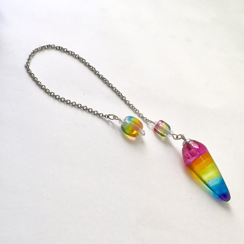 Pendulum Series - Big Rainbow Glass Pendulum - Items for Display - Glass Multicolor