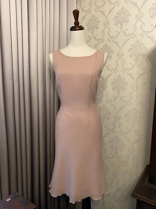 【藏私‧Collection】 粉色簡約魚尾裙無袖古著洋裝日本製