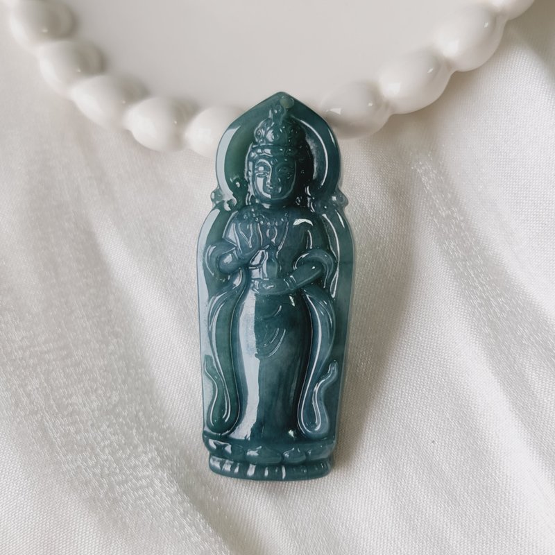 Weilan Standing Guanyin | Natural Grade A Jadeite - สร้อยคอ - หยก 