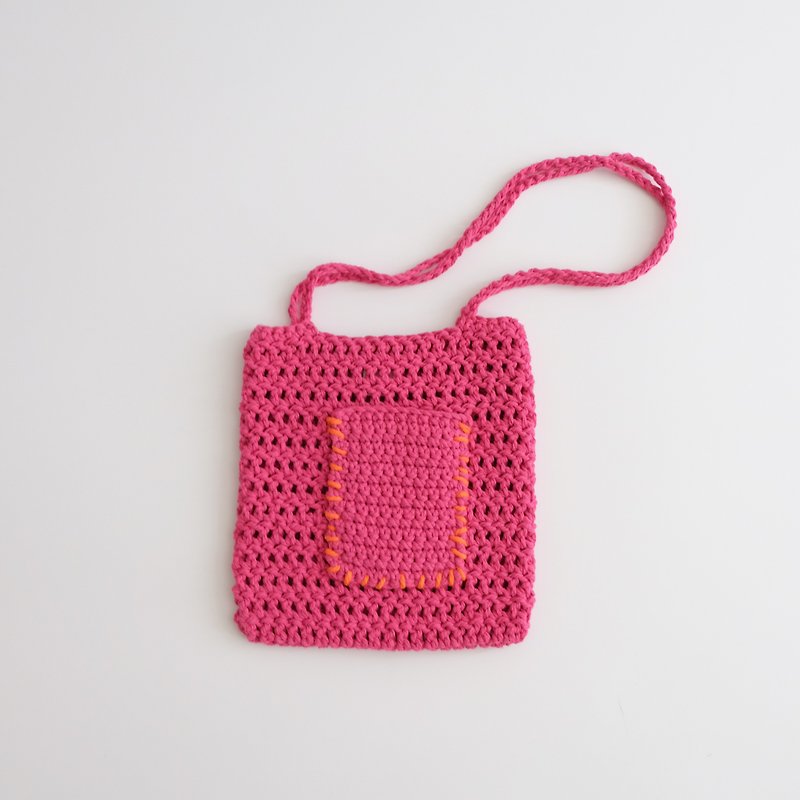 Tiff Crochet Bag Pink - กระเป๋าถือ - ผ้าฝ้าย/ผ้าลินิน สึชมพู