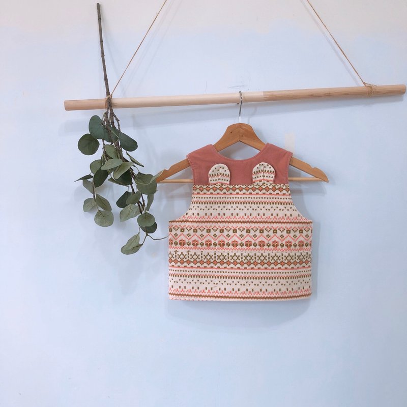 島森家 /鋪棉背心/可愛動物方塊酥/愛織毛衣的小熊泰比 - 男/女童外套 - 棉．麻 粉紅色