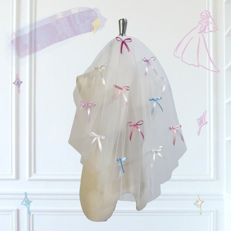 Pastel Ribbon Veil : Wedding bridal veil - 髮圈/髮夾 - 其他材質 