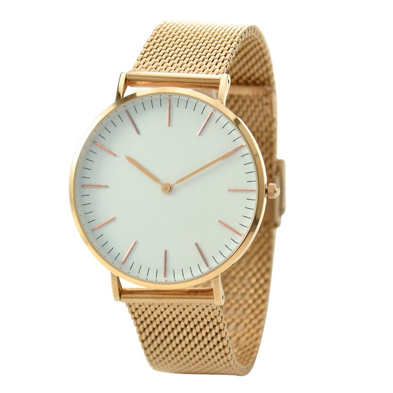Classic Minimalist Watch with Mesh Band Rose Gold - Free shipping worldwide - Men's & Unisex Watches - Stainless Steel Khaki