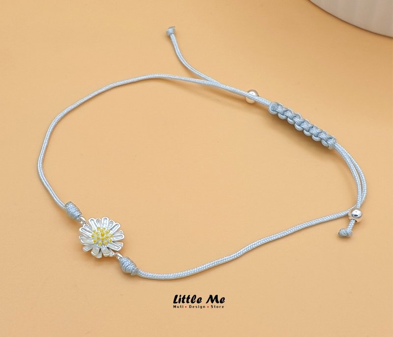 Flower Blue Corded Bracelet with Epoxy - สร้อยข้อมือ - ไนลอน สีน้ำเงิน