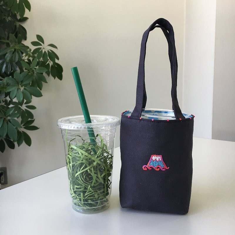 Cafe Bag Fuji Minitoto - กระเป๋าถือ - ผ้าฝ้าย/ผ้าลินิน สีน้ำเงิน