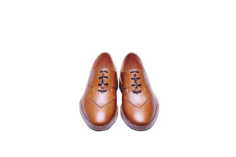 Spade_Tan - Men's Oxford Shoes - Genuine Leather Orange