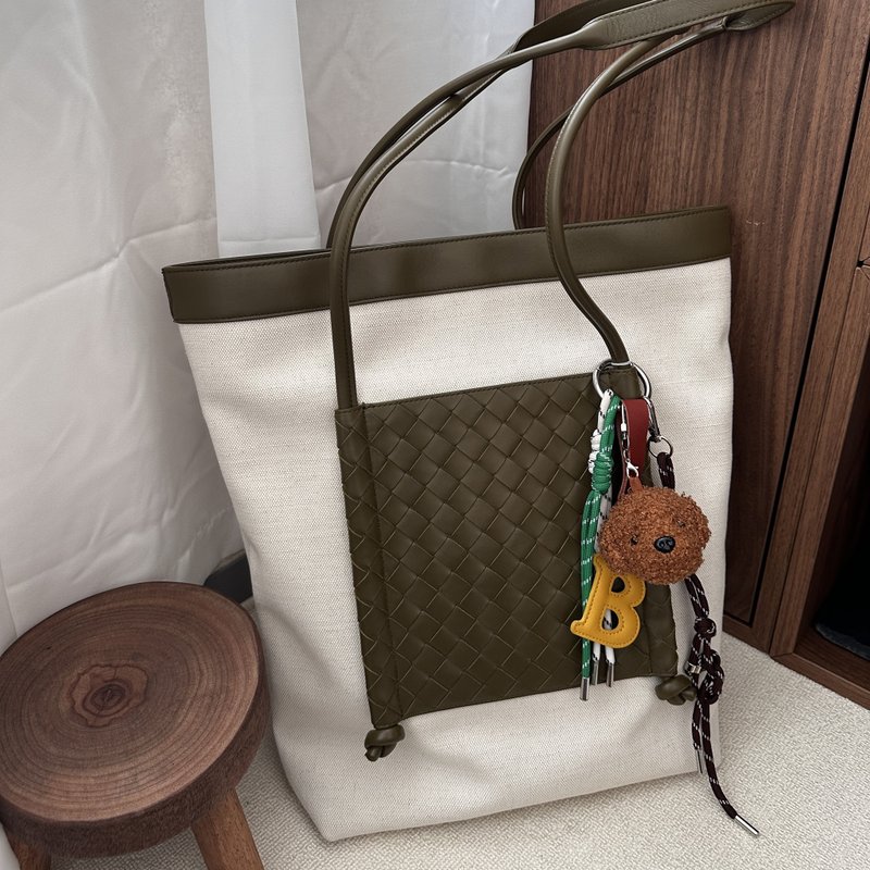 BOTTEGA VENETA 葆蝶家 Intrecciato 帆布 × 皮革 米色 手提包 - 手提包/手提袋 - 棉．麻 白色